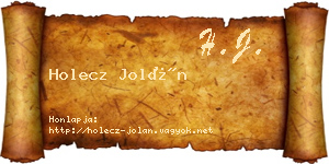 Holecz Jolán névjegykártya